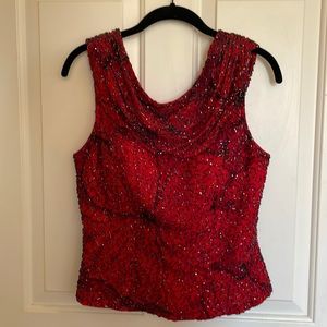 Beautiful red and black beaded dressy top.